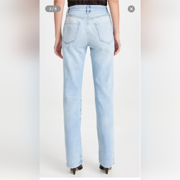 FRAME Le Jane Distressed High Rise Wide Leg Jeans in Winslow 30 - Picture 5 of 16